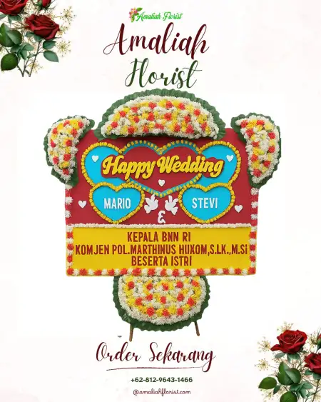 Papan Bunga Pernikahan Sako Baru